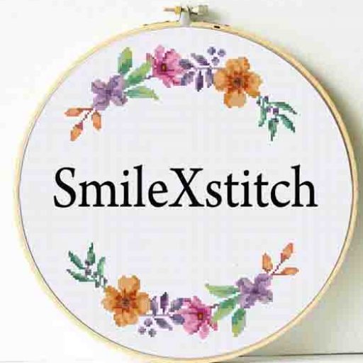 SmileXstitch logo in embroidery hoop