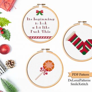 Funny Christmas cross stitch patterns bundle