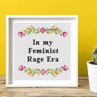 Feminist cross stitch pattern "In my feminist rage era" pdf for download